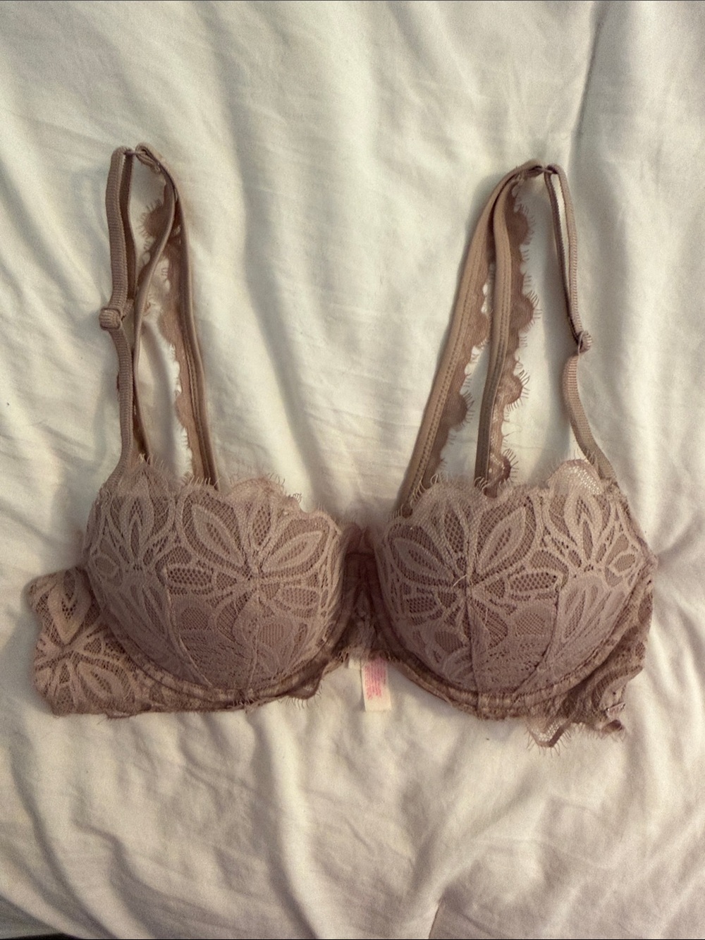 PINK Victoria's Secret Lace Underwire Bra in Taupe